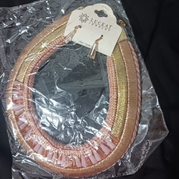 NEW Women pink statment big necklace set - Picture 3 of 7